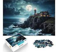 Puzzle 1000 pièces pour Adolescents Phare la Nuit Séjour Anti-Stress pour Tuer Le Temps Renforcer l'amour Entre Les Couples 50x70cm