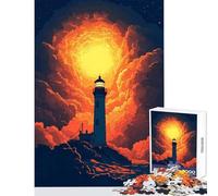 Puzzle 1000 pièces pour Adolescents Phare sous Un Ciel étoilé Jeu de Construction Cadeau pour Femmes et Hommes Jeu Pratique Collection d'artistes Beaux-Arts Dimensions 50x75cm