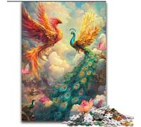 Puzzle 1000 pièces pour Adolescents Phénix et Paon, Aide Le Cerveau à exercer des Jouets addictifs pour cultiver la Patience Décoration Parfaite 50x75cm