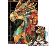 Puzzle 1000 pièces pour Adolescents Phoenix Retro Gold Glass défi éducatif Passe-Temps décoration intérieure Jouet pour Les 14 Ans et Plus (50x75cm)