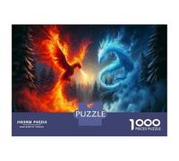Puzzle 1000 Pièces pour Adolescents Phoenix Vs. Dragon Epic Battle Puzzles pour Adultes - Améliore La Mémoire - Défi Éducatif - Cadeau d'anniversaire Unique 38x26cm/1000pcs