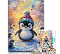 Puzzle 1000 pièces pour Adolescents, Pingouin Mignon, Jouet éducatif Anti-Stress, Cadeau pour Amis et Famille (Taille 38x26cm)