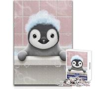 Puzzle 1000 pièces pour Adolescents - Pingouin Mignon prenant Un Bain moussant - Idéal pour se détendre et s'amuser - Jeu de précision - Dimensions:38x52cm