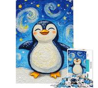 Puzzle 1000 pièces pour Adolescents Pingouin Nuit étoilée Jeu Manuel d'apprentissage Jouet éducatif Cadeau d'anniversaire Difficile Difficile (Taille 75x50cm)