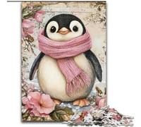 Puzzle 1000 pièces pour Adolescents Pingouin Portant Un Foulard, Jouet éducatif et décompressant, Cadeau d'anniversaire, décoration Murale (Taille 50x75cm)