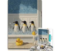Puzzle 1000 pièces pour Adolescents Pingouin prenant Un Bain, Jeu Familial Anti-Stress, défi Difficile, renforce l'amour Entre Couples (75x50cm)