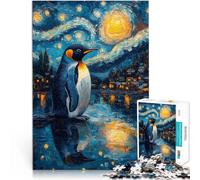 Puzzle 1000 pièces pour Adolescents Pingouin sous la Nuit étoilée Jouets de Jeu stimulants Interaction Parent-Enfant 75x50cm
