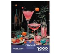 Puzzle 1000 Pièces pour Adolescents Pink Martini Cocktail Art Print Puzzles pour Adultes : Améliorent La Mémoire - Difficile Et Stimulant - Cadeaux De Noël Et d'anniversaire 38x26cm/1000pcs