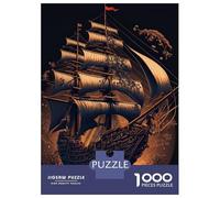 Puzzle 1000 Pièces pour Adolescents Pirate Ship Puzzles pour Adultes, Jouets Anti-Stress, Décoration Intérieure, Cadeaux d'anniversaire Et Cadeaux Uniques 38x26cm/1000pcs