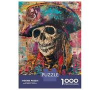 Puzzle 1000 Pièces pour Adolescents Pirate Skull Art Print Puzzle Adulte Jeu Familial Difficile Difficile Cadeau d'anniversaire Unique 52x38cm/1000pcs