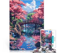 Puzzle 1000 pièces pour Adolescents Pixel Art du Jardin Japonais Jouets Anti-Stress Renforcer l'amour Entre Les Couples 52x38cm