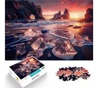 Puzzle 1000 pièces pour Adolescents Plage d'Islande Jouets de Divertissement Familial avec Affiche et Feuille de Questions correspondantes 50x70cm