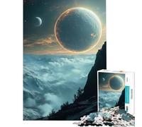 Puzzle 1000 pièces pour Adolescents Planètes au-Dessus de Montagnes brumeuses Jeu intellectuel Jeu Impossible Analyse et logique Cadeau d'anniversaire (Dimensions 75x50cm)