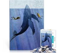 Puzzle 1000 pièces pour Adolescents Plongée avec Les Baleines Jouet éducatif d'apprentissage Une œuvre d'art 38x26cm
