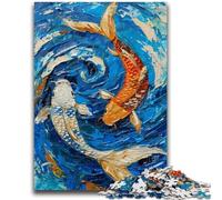 Puzzle 1000 pièces pour Adolescents, Poissons koï, Jeu de Quiz Amusant à la Maison, Cadeau d'anniversaire, Cadeau de Voyage, 26x38cm