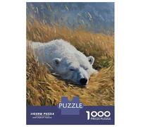 Puzzle 1000 Pièces pour Adolescents Polar Bear Sleeping in Tall Grass Puzzles pour Adultes - Jeu Manuel - Assemblage De Motifs - Cadeau d'anniversaire Unique 52x38cm/1000pcs