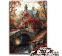 Puzzle 1000 pièces pour Adolescents Pont d'automne Difficile à réaliser, mais Amusant et Humoristique Cadeau d'anniversaire, Cadeaux, décoration Murale 26x38cm