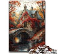 Puzzle 1000 pièces pour Adolescents Pont d'automne Difficile à réaliser, mais Amusant et Humoristique Cadeau d'anniversaire, Cadeaux, décoration Murale 50x75cm