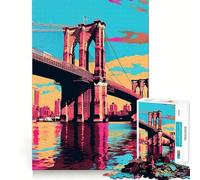 Puzzle 1000 pièces pour Adolescents,Pont de Brooklyn,Style Vintage,Assemblage Fin,Amusant et Stimulant,Jeu de réflexion,Cadeau d'anniversaire (38x26cm)