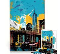 Puzzle 1000 pièces pour Adolescents,Pont de Brooklyn,Style Vintage,Assemblage Fin,Amusant et Stimulant,Jeu de réflexion,Cadeau d'anniversaire (38x52cm)