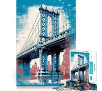 Puzzle 1000 pièces pour Adolescents,Pont de Brooklyn,Style Vintage,Assemblage Fin,Amusant et Stimulant,Jeu de réflexion,Cadeau d'anniversaire (38x52cm)