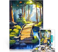 Puzzle 1000 pièces pour Adolescents Pont de Jardin Japonais Séjour Anti-Stress pour Tuer Le Temps Décoration Parfaite 38x26cm