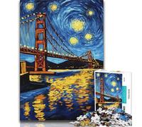 Puzzle 1000 pièces pour Adolescents Pont de San Francisco la Nuit, entraînez Votre Cerveau et Vos Mains, Cadeau d'anniversaire, Cadeaux, décoration Murale pour Les 14 Ans et Plus 38x26cm