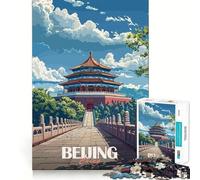 Puzzle 1000 pièces pour Adolescents Pont du Temple de Pékin Jeu de résolution de problèmes artistiques Atelier de détente et de créativité Décoration de Noël (38x26cm)