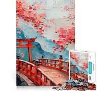 Puzzle 1000 pièces pour Adolescents,Pont vers Porte Torii,Assemblage Fin,Amusant,Casse-tête,Jeu Confortable,Cadeau d'anniversaire (50x75cm)