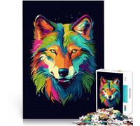 Puzzle 1000 pièces pour Adolescents Pop Art Animal Loup Réduction du Stress intéressante Renforcer l'amour Entre Les Couples 75x50cm