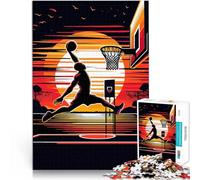 Puzzle 1000 pièces pour Adolescents Pop Art de Basket-Ball au Coucher du Soleil Casse-tête Anniversaire et Cadeaux Uniques 38x26cm