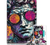 Puzzle 1000 pièces pour Adolescents Pop-Art Michel-Ange Statue de David Puzzle 1000 pièces pour Adultes Adolescents, Jeu Familial Anti-Stress Défi Difficile Superbes Cadeaux et Jouets 26x38cm