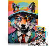 Puzzle 1000 pièces pour Adolescents Popart de Loup pour Le Jeu éducatif Challenge Toy avec Affiche et Feuille de Questions correspondantes 75x50cm