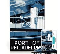 Puzzle 1000 pièces pour Adolescents Port de Philadelphie Jeu de logique Amusant et Silencieux Décoration de Noël Cadeau (50x75cm)