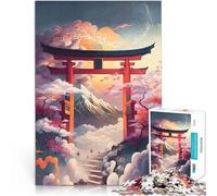 Puzzle 1000 pièces pour Adolescents Porte Torii du Mont Fuji Défi Difficile pour soulager Le Stress Bon Cadeau 52x38cm