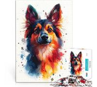 Puzzle 1000 pièces pour Adolescents Portrait coloré de Berger Allemand Jeu Stimulant Car C'est Un pour Toute la Famille 38x26cm