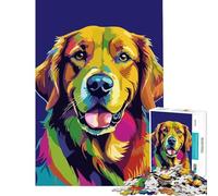 Puzzle 1000 pièces pour Adolescents Portrait coloré de Golden Retriever Pop Art Jouet éducatif Jeu Impossible Défi Difficile Cadeau d'anniversaire (Dimensions 75x50cm)