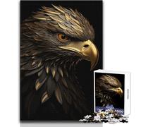 Puzzle 1000 pièces pour Adolescents - Portrait d'aigle Noir et Royal - Jeu éducatif, Amusant et Original - 38x26cm