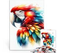 Puzzle 1000 pièces pour Adolescents Portrait d'ara à l'aquarelle Analyse et logique Convient pour la décoration de Bureau 52x38cm