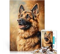 Puzzle 1000 pièces pour Adolescents Portrait de Berger Allemand Jeu Familial Anti-Stress Défi Difficile Bon Cadeau 52x38cm