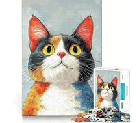 Puzzle 1000 pièces pour Adolescents Portrait de Chat Calico Art aux Bords précis Exercice Mental Jeu Calme et Amusant Cadeau d'anniversaire Artistique (38x52cm)