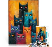 Puzzle 1000 pièces pour Adolescents Portrait de Chat coloré Jouet éducatif d'apprentissage Convient aux Couples 38x26cm