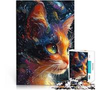 Puzzle 1000 pièces pour Adolescents Portrait de Chat Cosmique Jouets éducatifs d'apprentissage Cadeau Amusant 75x50cm