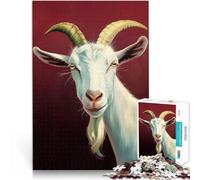 Puzzle 1000 pièces pour Adolescents Portrait de chèvre Jeu Familial Anti-Stress Défi Difficile Idées Cadeaux 75x50cm