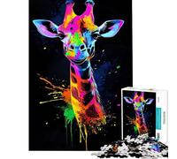 Puzzle 1000 pièces pour Adolescents Portrait de Girafe coloré Puzzle 1000 pièces Décoration intérieure Jouet à Assembler Idéal comme Cadeau pour Toute la Famille (38x26cm)