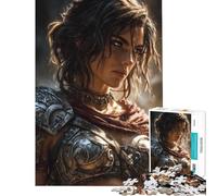 Puzzle 1000 pièces pour Adolescents Portrait de guerrière en Armure Activités ludiques à la Maison Décoration Parfaite Jeu de réflexion Convient aux Personnes de 14 Ans et Plus (50x75cm)