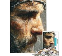 Puzzle 1000 pièces pour Adolescents Portrait de Jésus-Christ avec Couronne d'épines Puzzle pour Adultes Décoration Murale Souvenirs Cadeau d'anniversaire Unique (Dimensions 38x52cm)