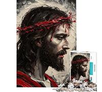 Puzzle 1000 pièces pour Adolescents Portrait de Jésus-Christ Puzzle à Monter soi-même Décoration Murale Cadeau Unique pour Anniversaire et Noël (Dimensions 38x52cm)