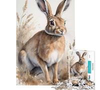 Puzzle 1000 pièces pour Adolescents Portrait de lièvre Aquarelle Jeu Relaxant défi intellectuel Jouet addictif Cadeau Amusant décoration intérieure (Taille 75x50cm)