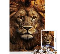 Puzzle 1000 pièces pour Adolescents Portrait de Lion avec Texture de Terre craquelée Jeu Relaxant Amusant et Humoristique à Monter soi-même pour Les Amis et la Famille (38x26cm)